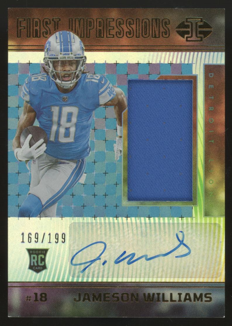 2022 Panini Illusions Jameson Williams RC First Impressions Patch Auto RPA /199