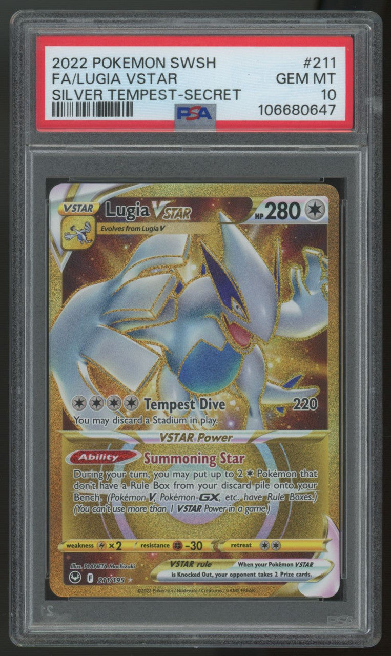 2022 Pokemon Lugia VSTAR Silver Tempest Full Art Secret #211 PSA 10