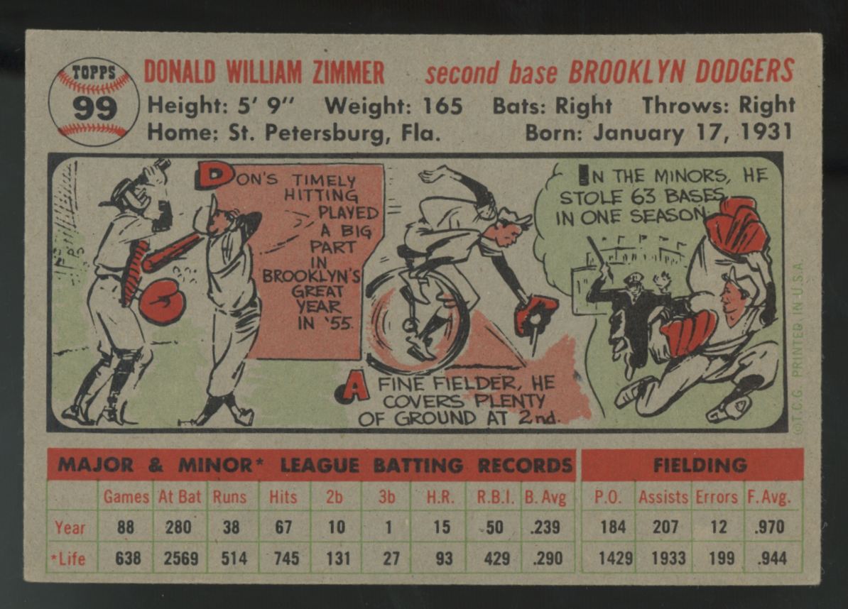 1956 Topps Don Zimmer #99 EX