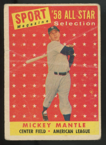 1958 Topps Mickey Mantle All Star #487 Poor