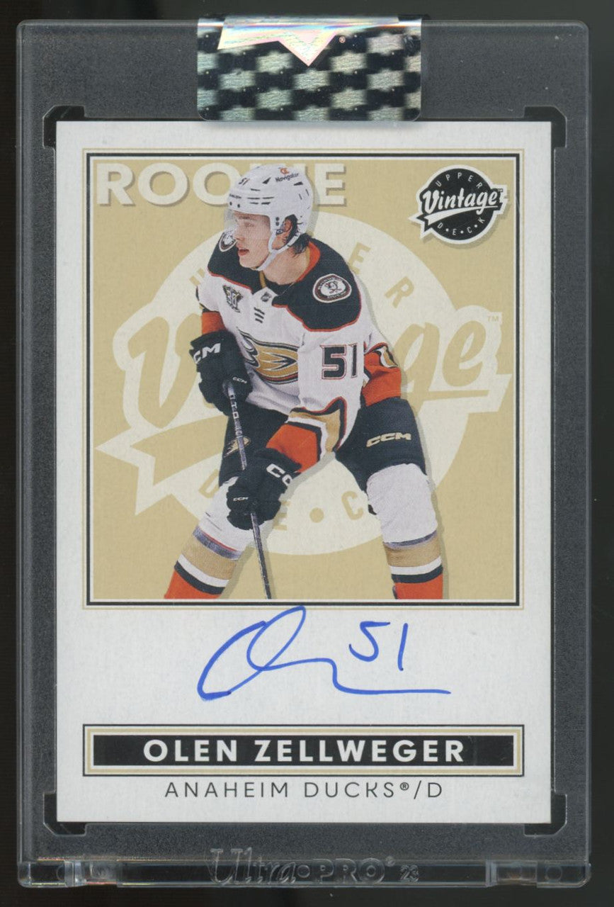 2024-25 Upper Deck Clear Cut Olen Zellweger RC Vintage Auto #VA-OZ