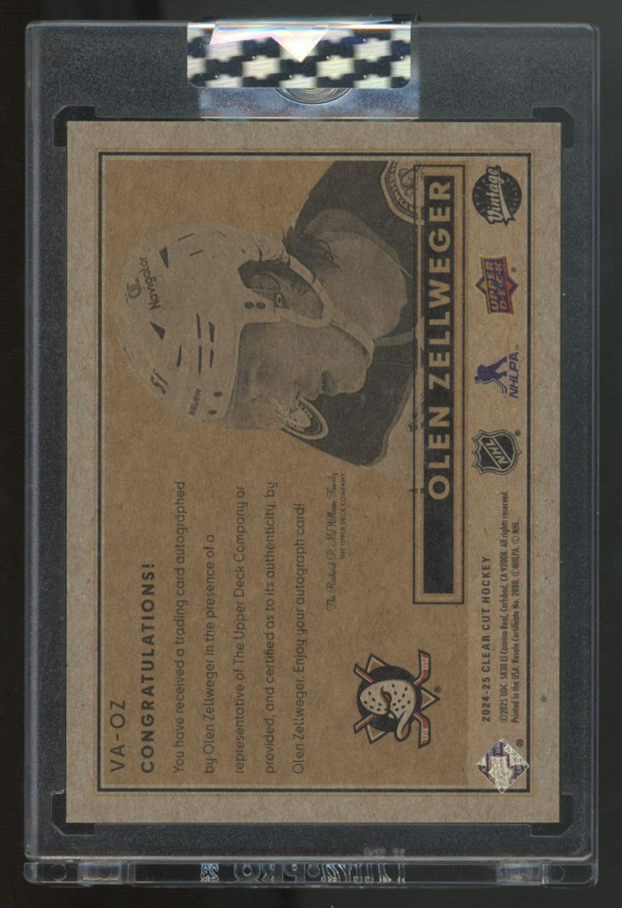 2024-25 Upper Deck Clear Cut Olen Zellweger RC Vintage Auto #VA-OZ