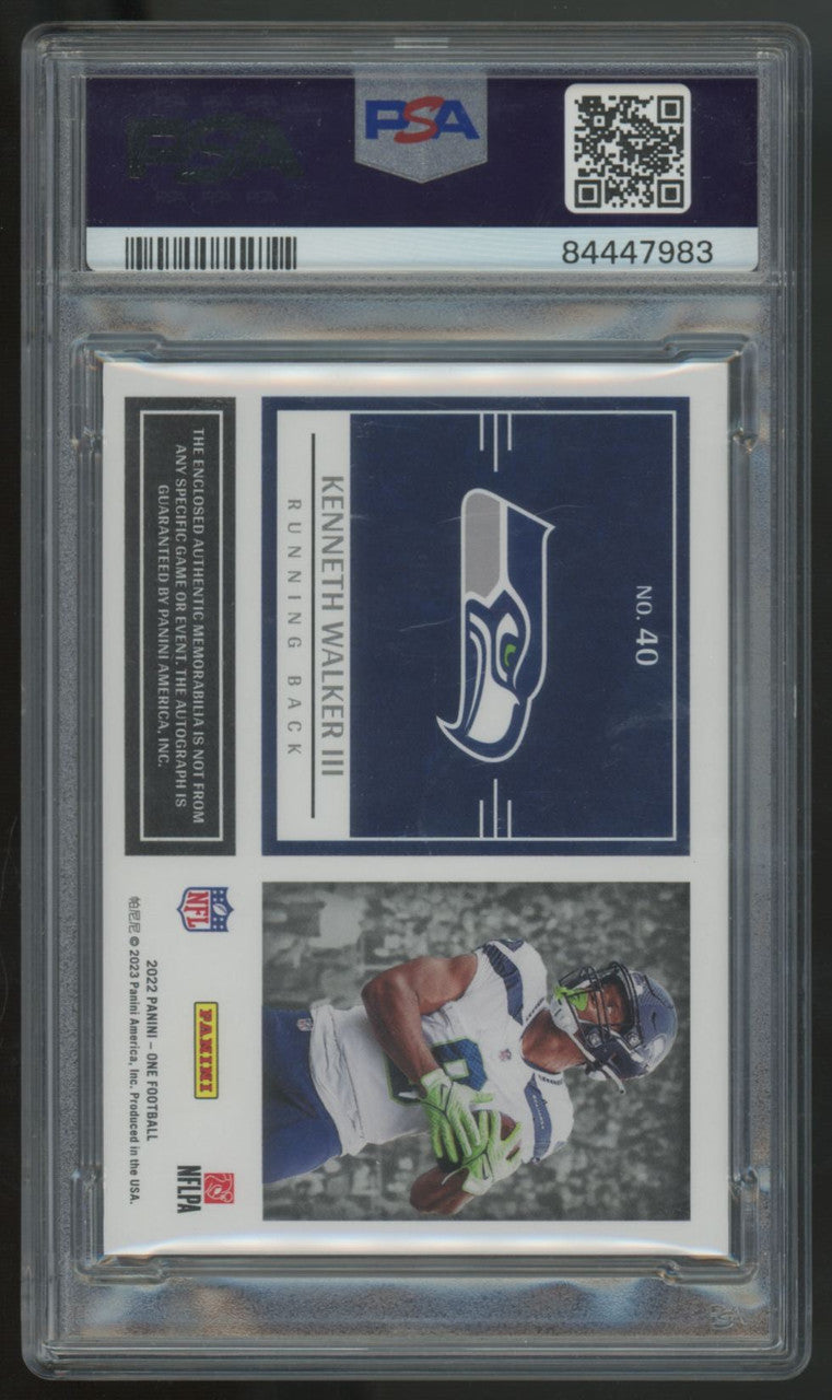2022 Panini One Kenneth Walker III RC Dual Patch Auto RPA /199 #40 PSA 9 9