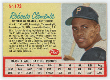 1962 Post Roberto Bob Clemente #173 VG