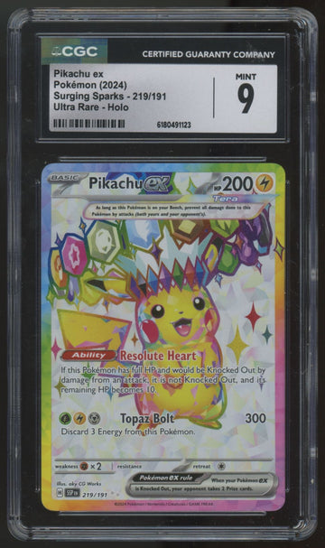 2024 Pokemon Pikachu ex Surging Sparks Ultra Rare #219 CGC 9