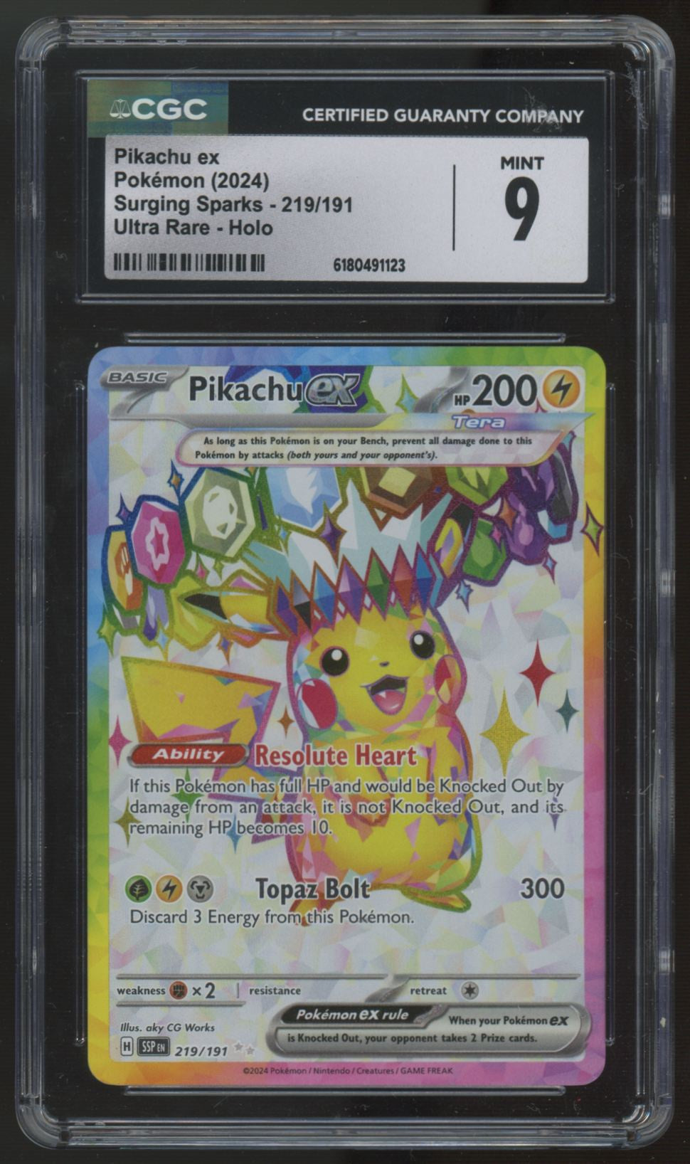2024 Pokemon Pikachu ex Surging Sparks Ultra Rare #219 CGC 9