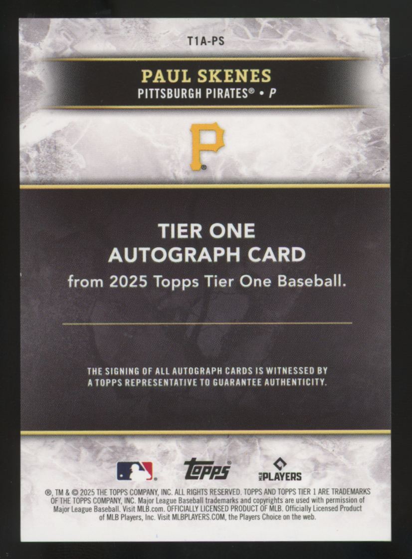 2025 Topps Tier One Paul Skenes Auto /99 #T1A-PS