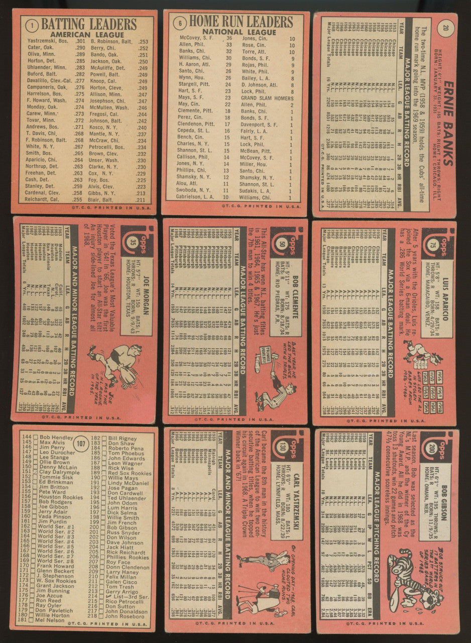 1969 Topps Baseball Near Complete Set (631/664) VG-EX