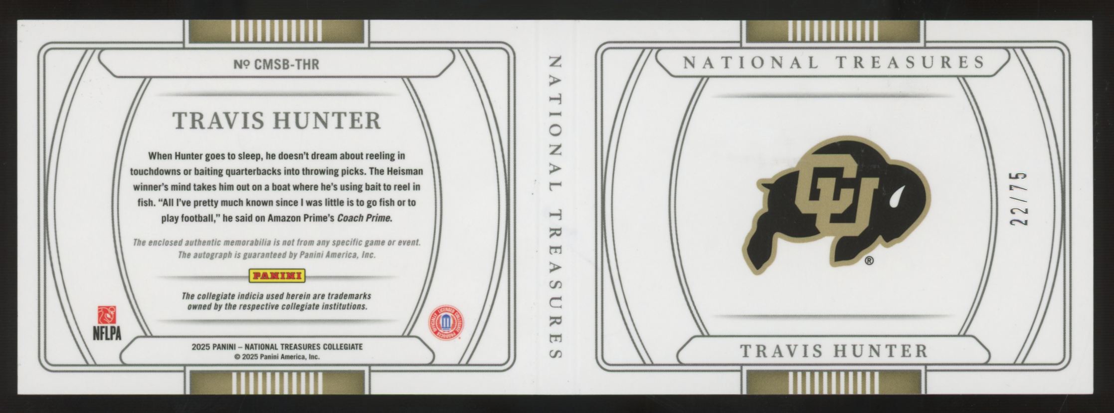 2025 National Treasures Collegiate Travis Hunter Patch Auto Booklet /75