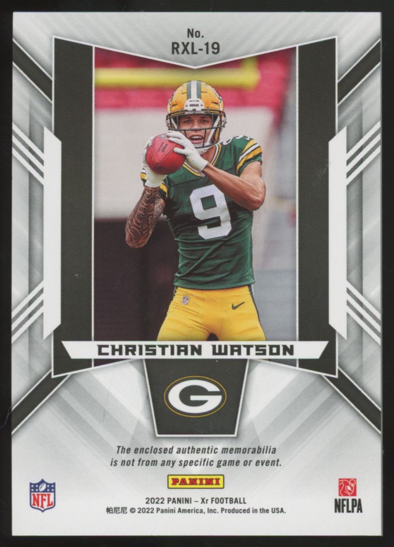 2022 Panini Xr Christian Watson RC Green Jumbo Patch /5 #RXL-19