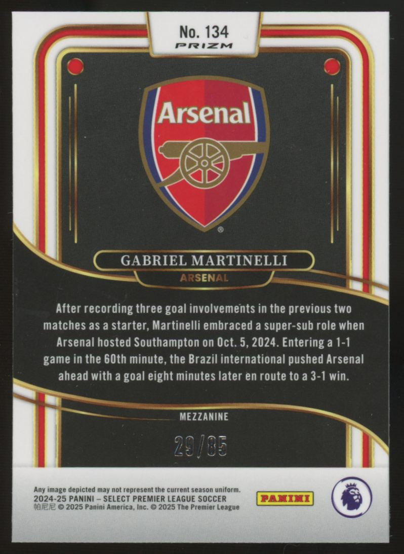 2024-25 Panini Select Premier League Gabriel Martinelli Mezzanine White Ice /85