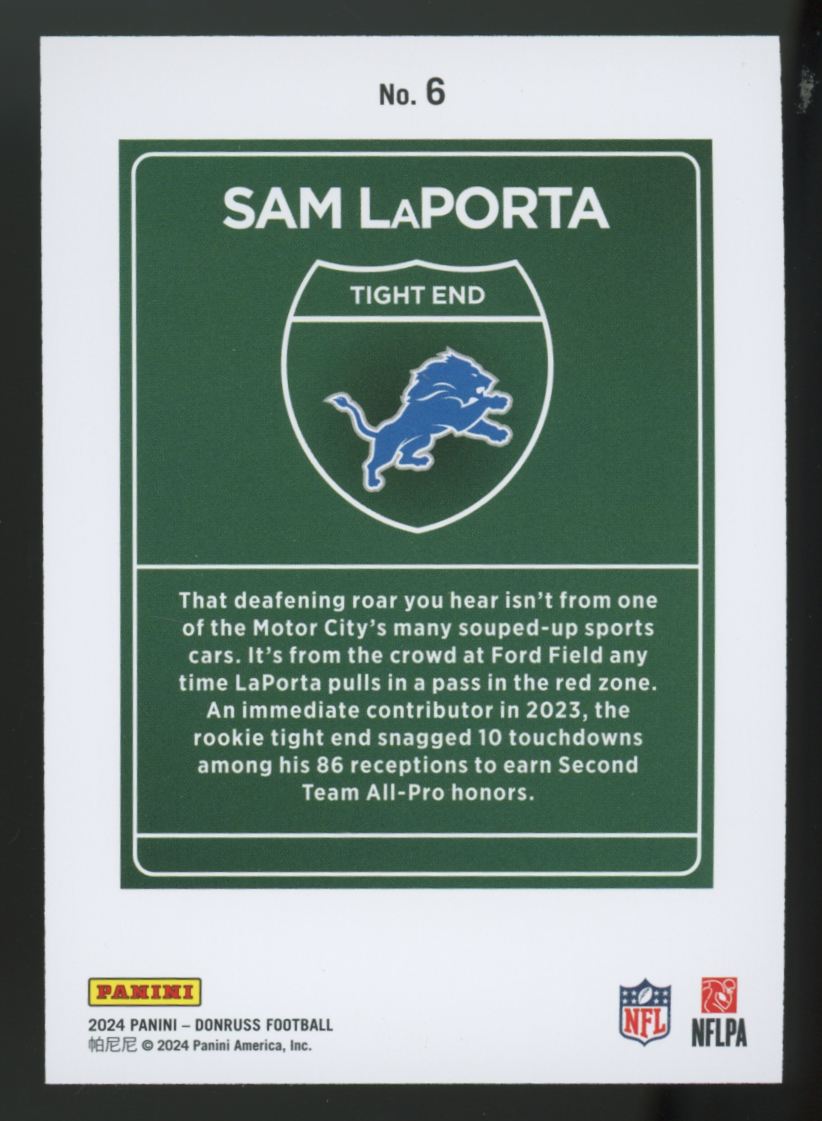 2024 Donruss Sam LaPorta Downtown SSP #6 *Top Edge*