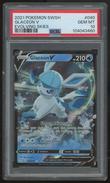2021 Pokemon Glaceon V Evolving Skies Holo #40 PSA 10