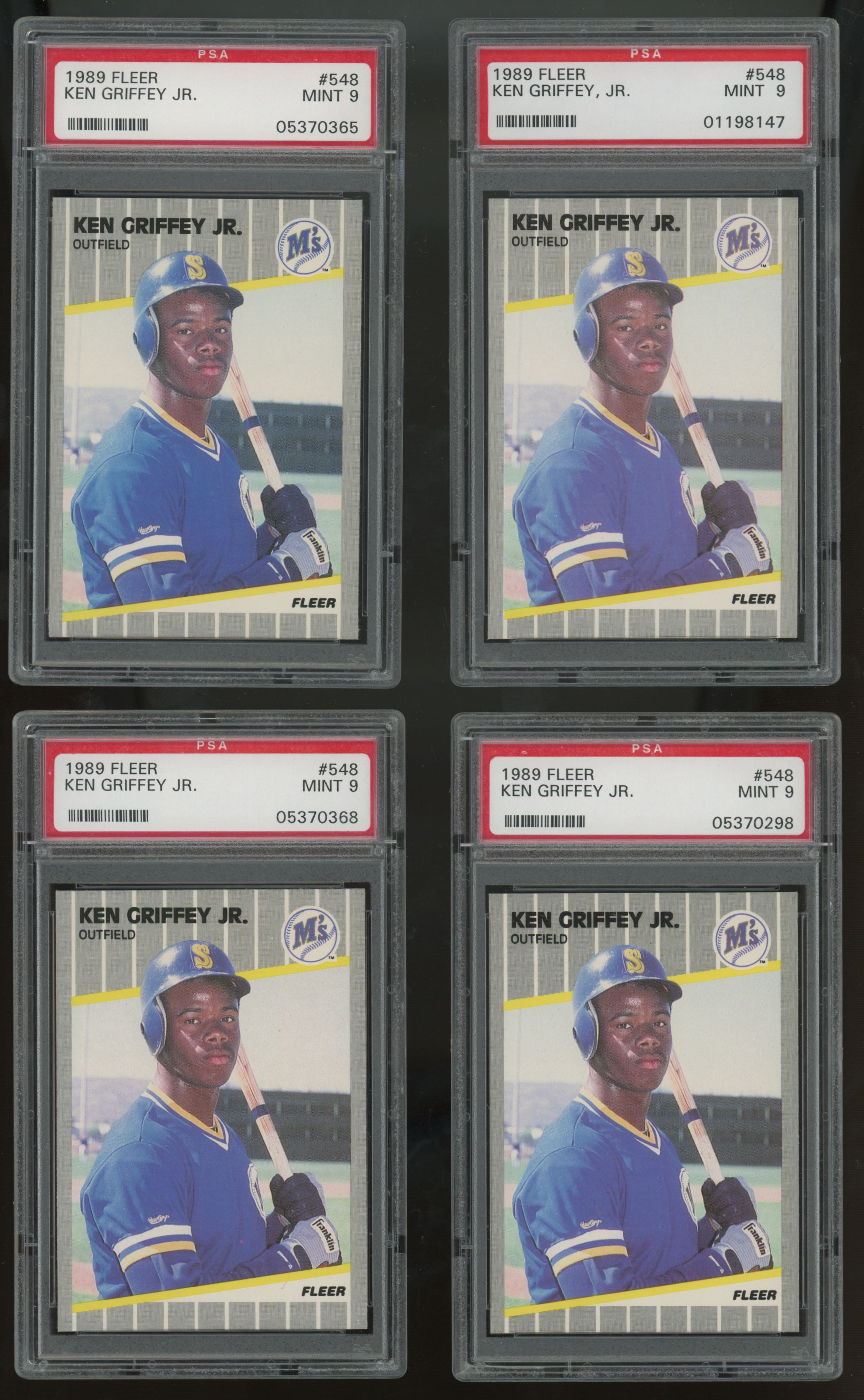 1989 Fleer Ken Griffey Jr. RC #548 PSA 9 Lot of 10