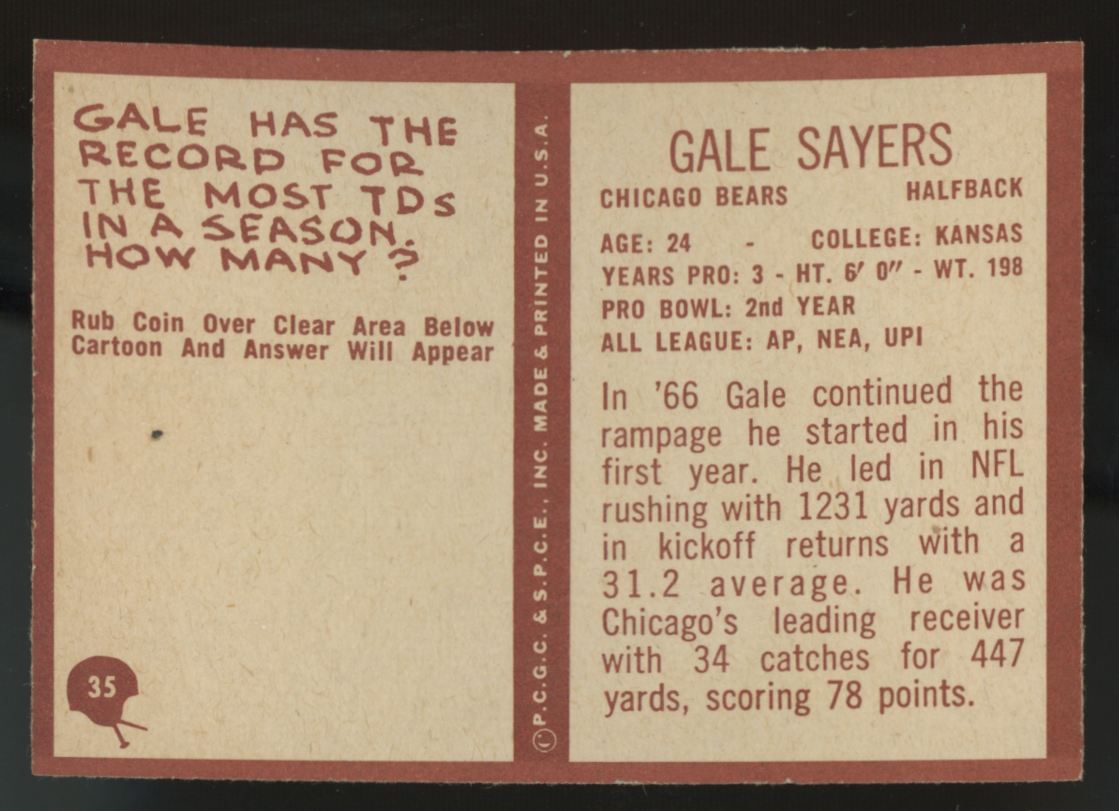 1967 Philadelphia Gale Sayers #35 EX-MT (C)