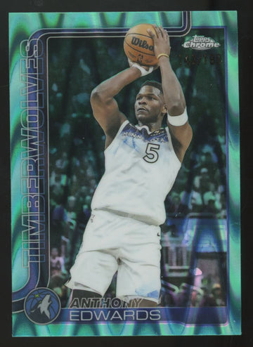 2025-26 Topps Chrome Anthony Edwards Aqua Raywave /199 #151