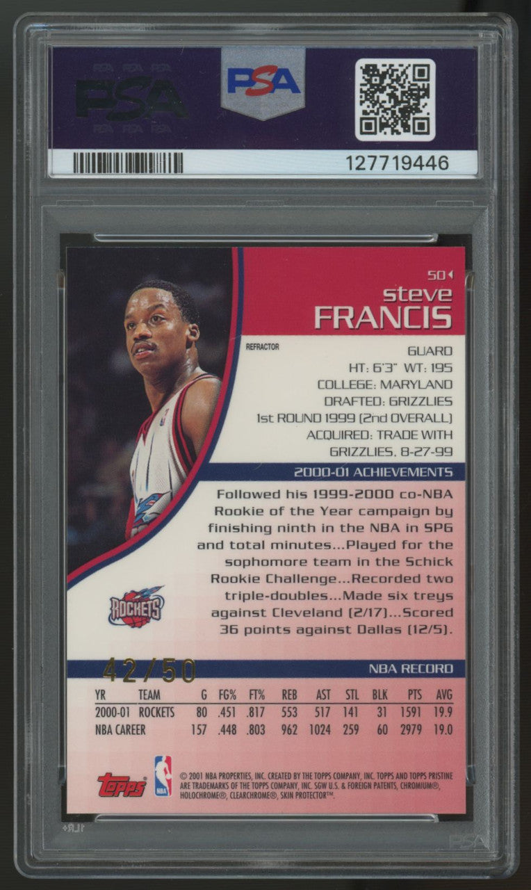 2000/01 Topps Pristine Steve Francis Refractor /50 #50 PSA 9