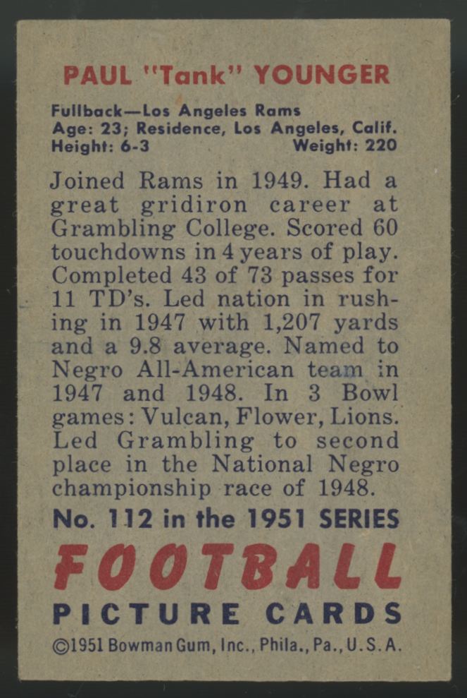 1951 Bowman Paul "Tank" Younger #11 EX