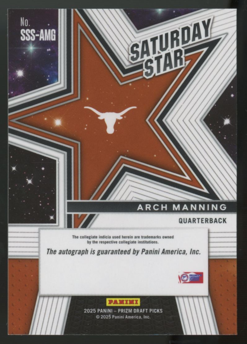 2025 Prizm Draft Picks Arch Manning Rated Prospect Saturday Star Auto #SSS-AMG *READ