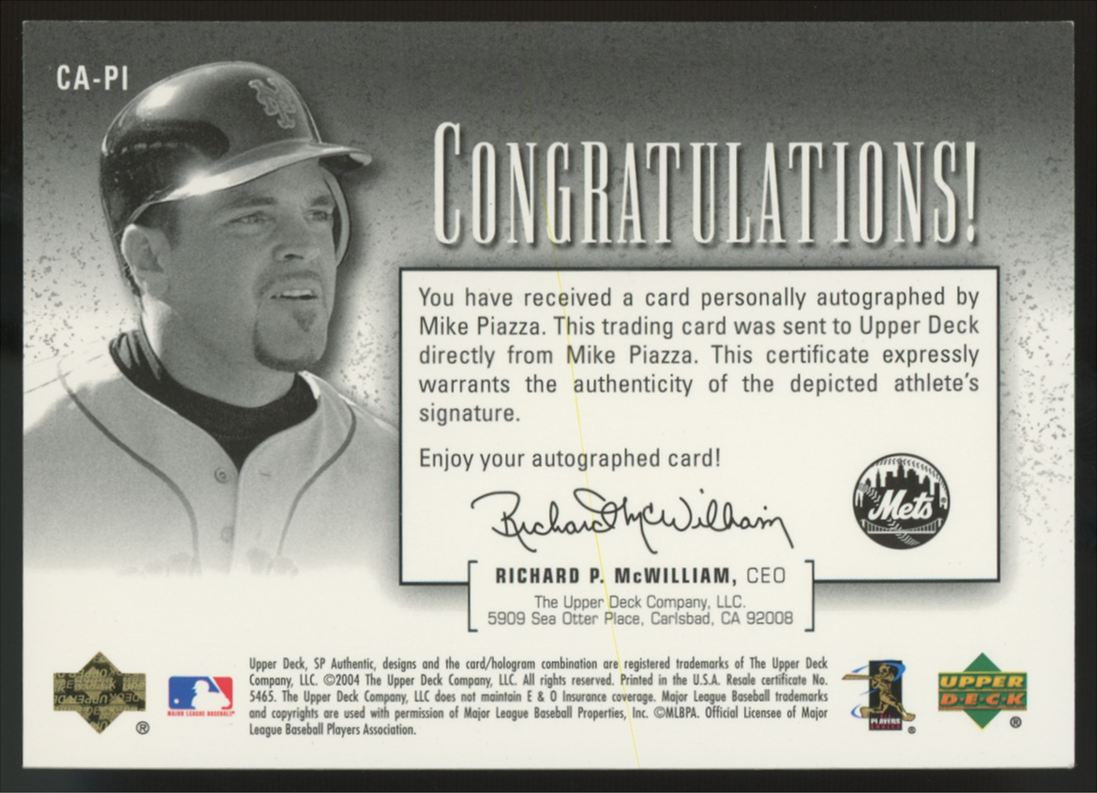 2004 SP Authentic Mike Piazza Silver Duo Tone Chirography Auto /30 #CA-PI