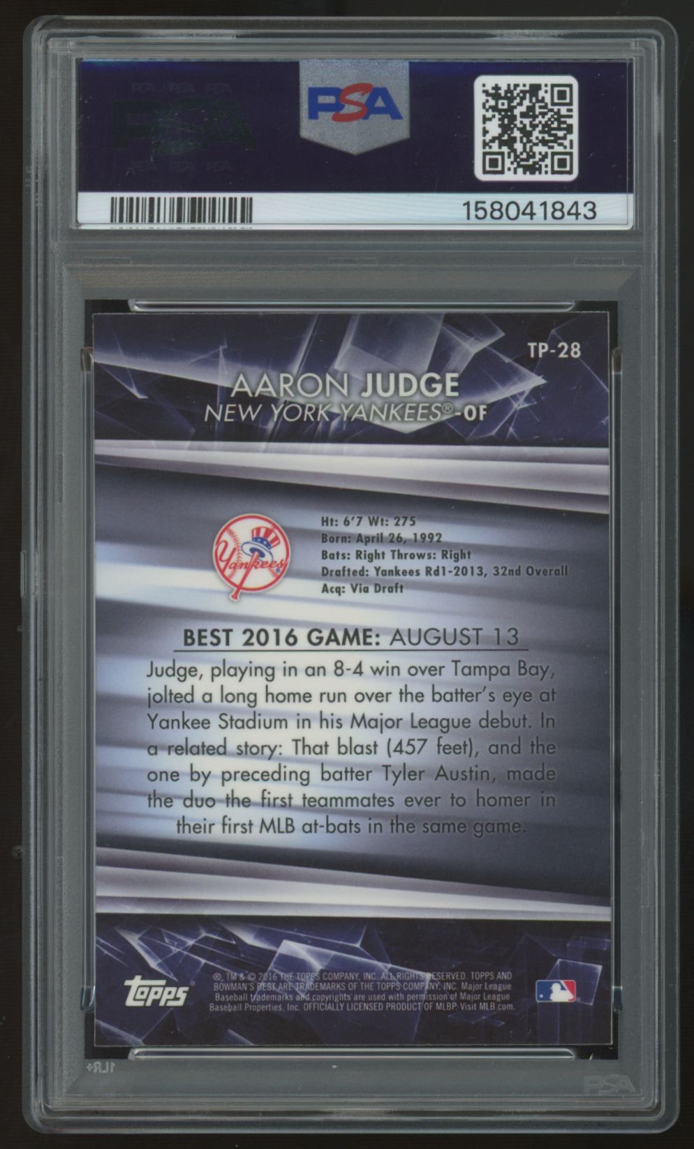2016 Bowman's Best Aaron Judge Top Prospects #TP-28 PSA 10