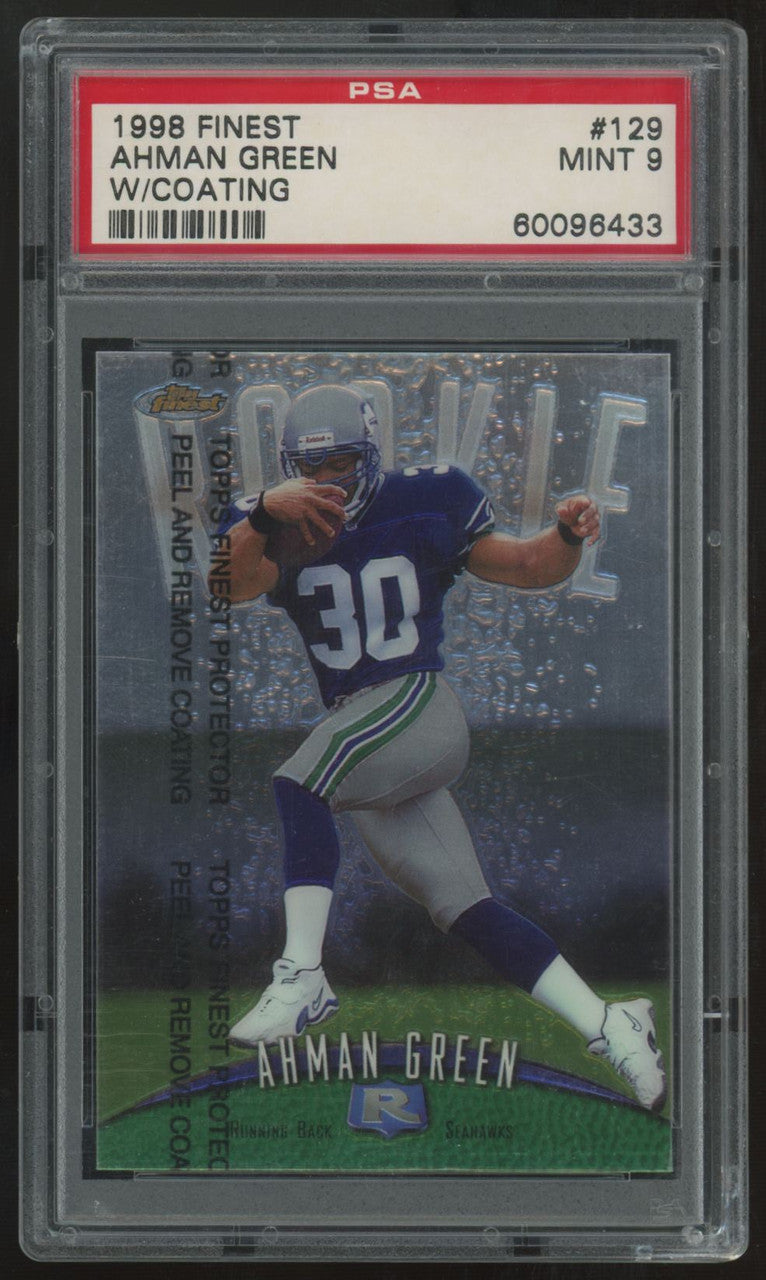 1998 Topps Finest Ahman Green RC W/Coating #129 PSA 9