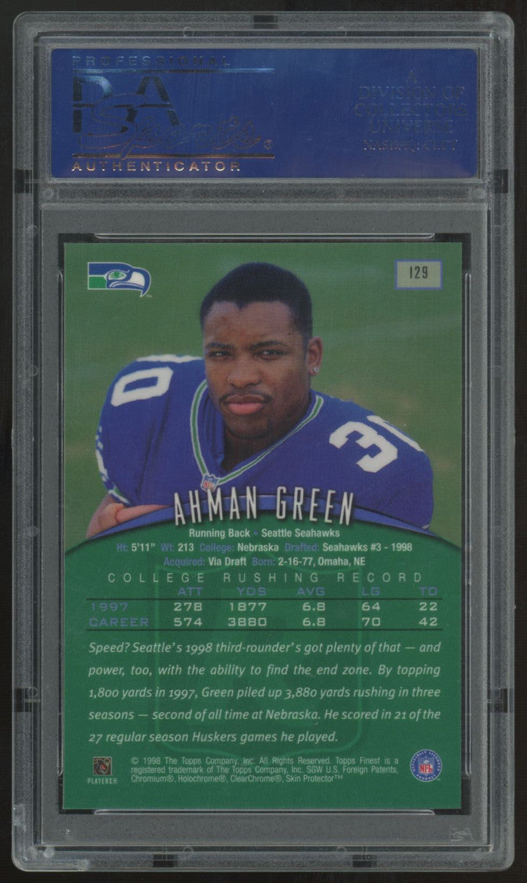 1998 Topps Finest Ahman Green RC W/Coating #129 PSA 9