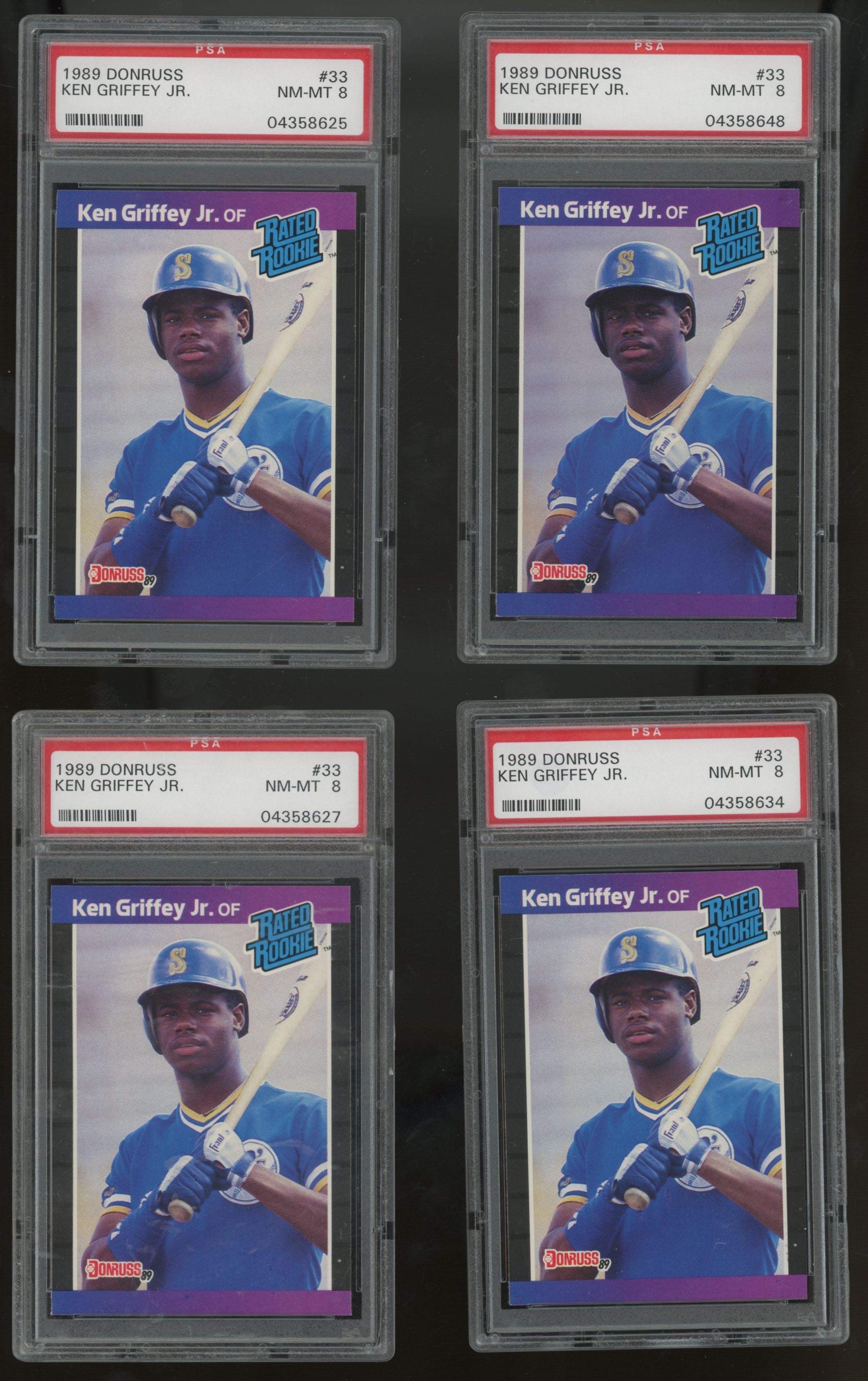 1989 Donruss Ken Griffey Jr. RC Rated Rookie #33 PSA 8 Lot of 10 "A"