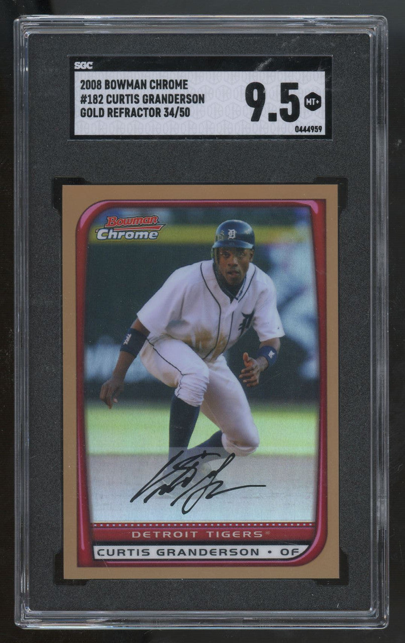 2008 Bowman Chrome Curtis Granderson Gold Refractor /50 #182 SGC 9.5