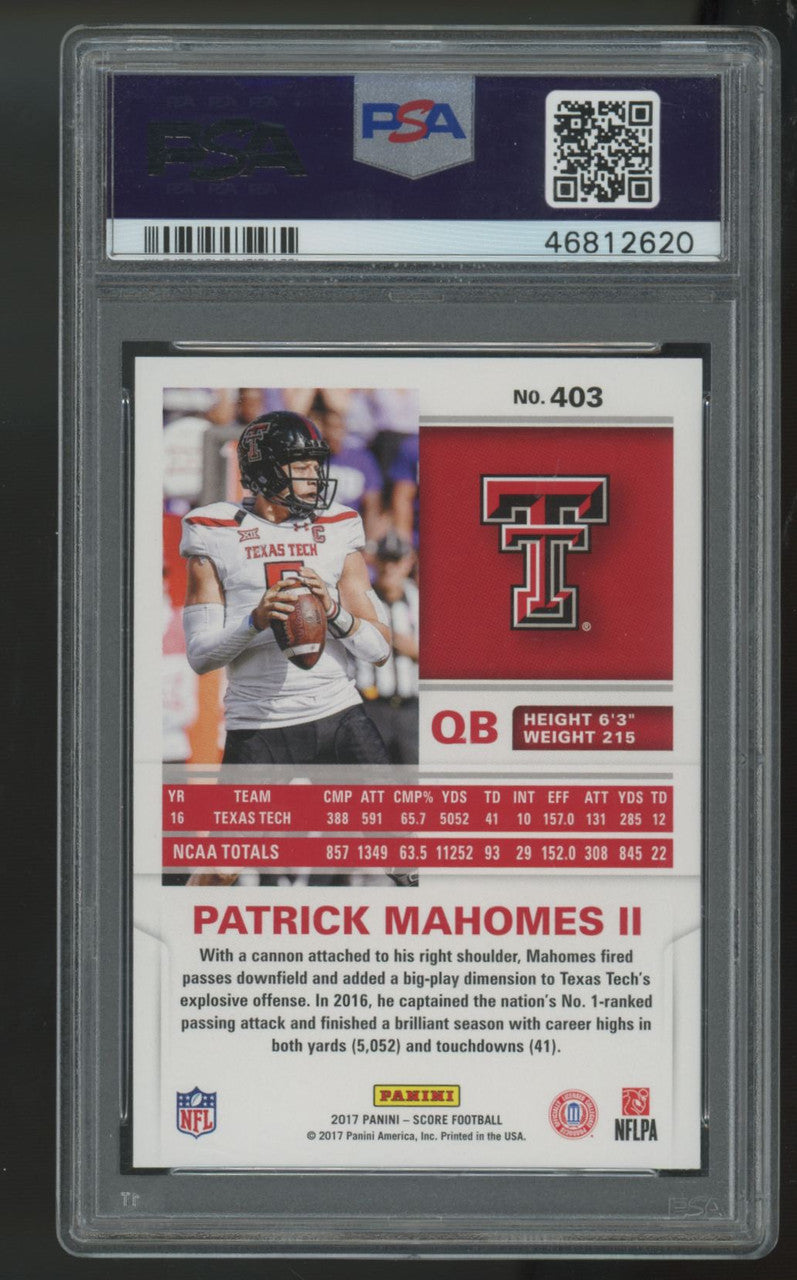 2017 Score Patrick Mahomes RC #403 PSA 9