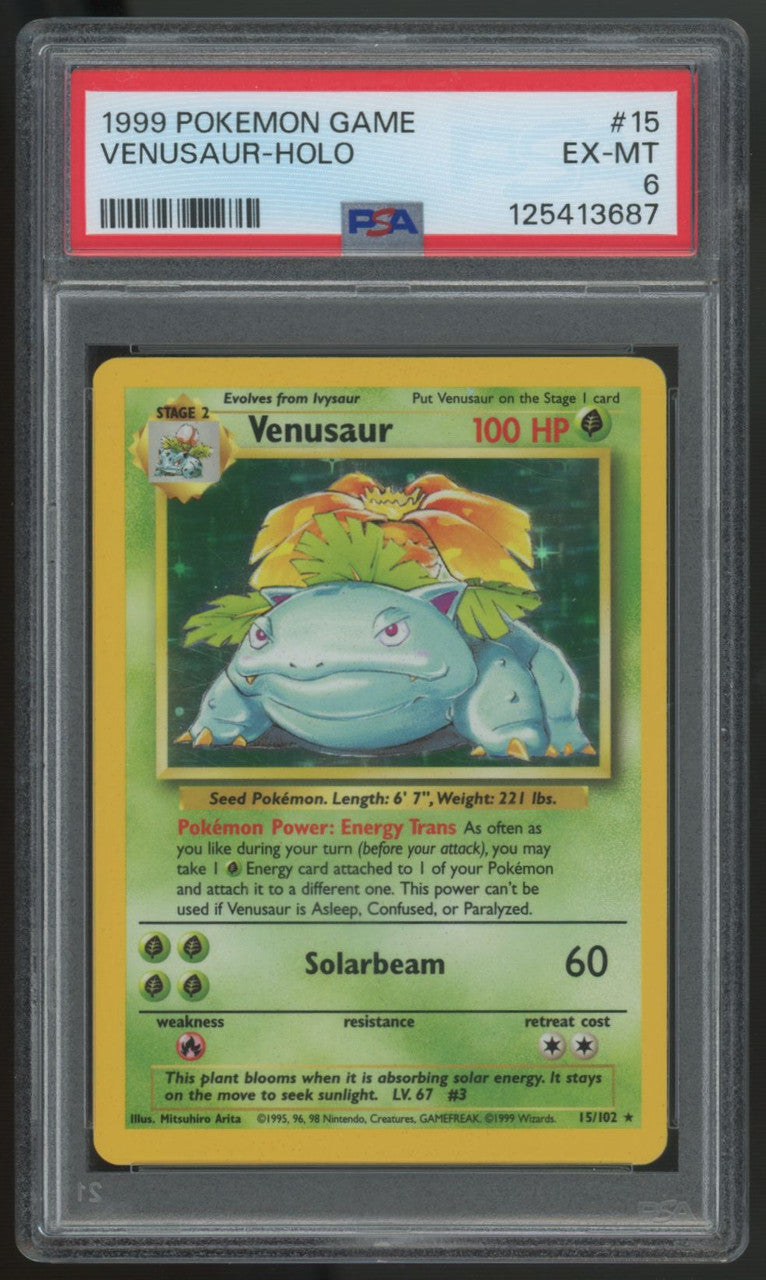 1999 Pokemon Venusaur Base Set Unlimited Holo #15 PSA 6 (B)