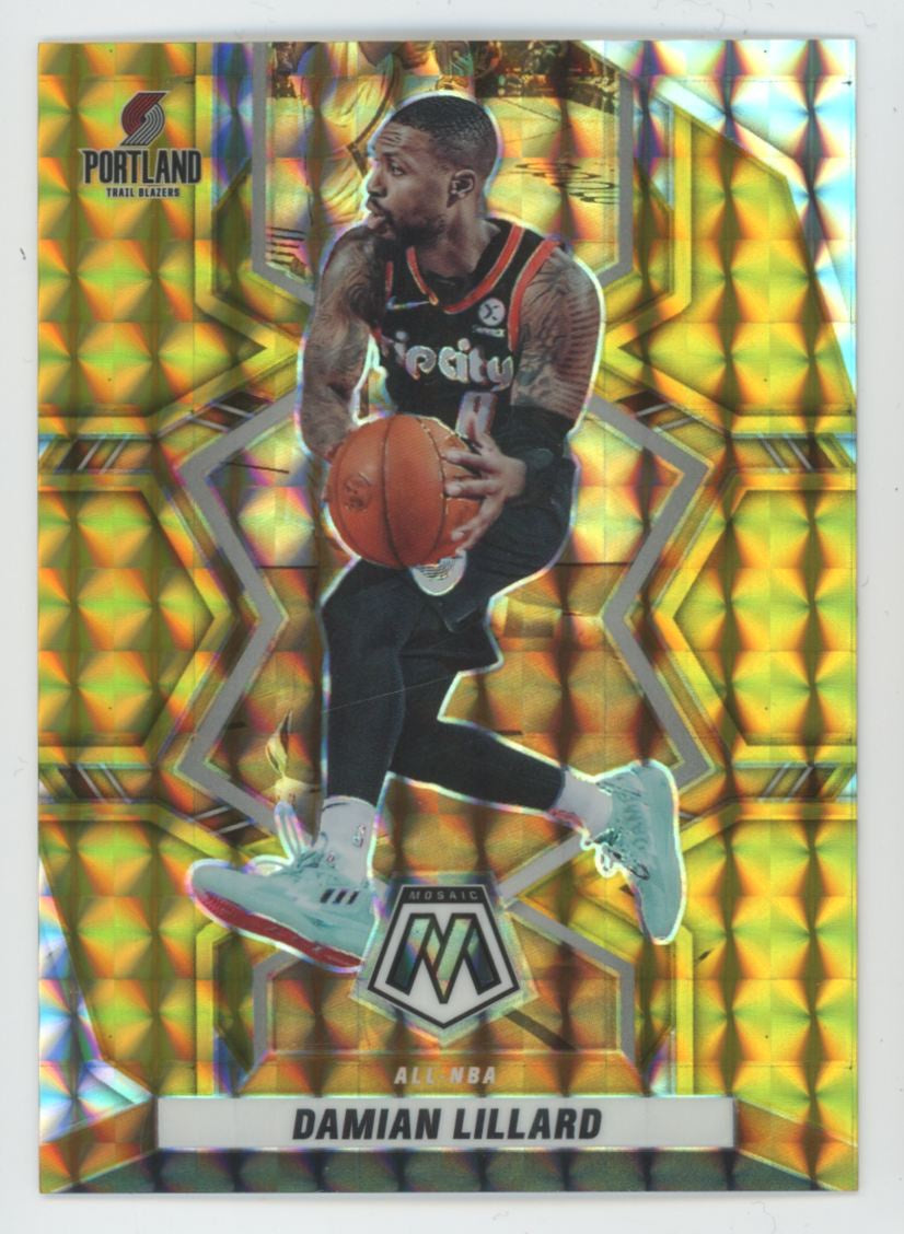 2021-22 Panini Mosaic Damian Lillard Gold /10 #287