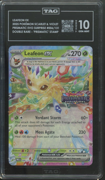 2025 Pokemon Leafeon ex Prismatic Evolutions Surprise Box Promo #006 TAG 10