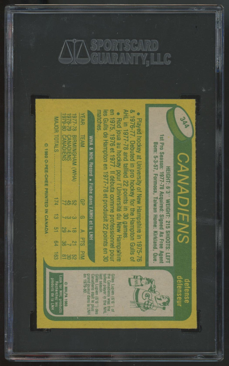 1980-81 O-Pee-Chee Rod Langway RC #344 SGC 9 *002