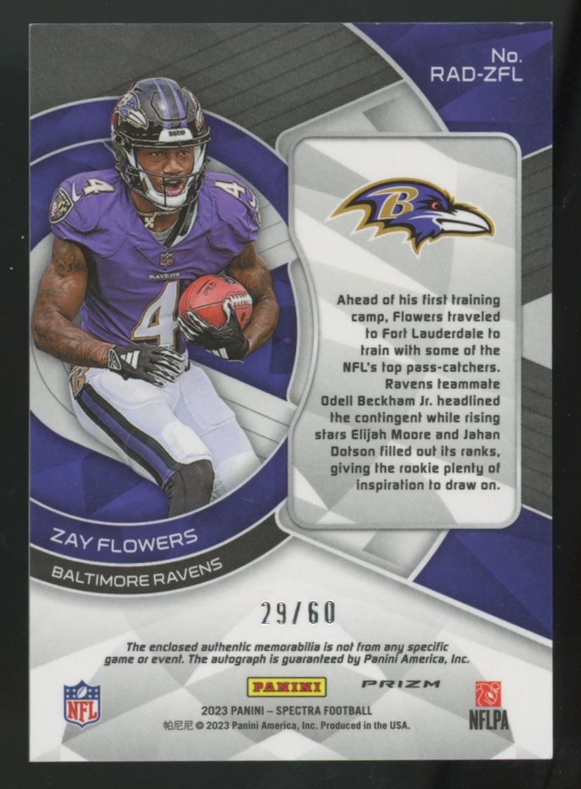 2023 Panini Spectra Zay Flowers RC Hyper Patch Auto RPA /60 #RAD-ZFL