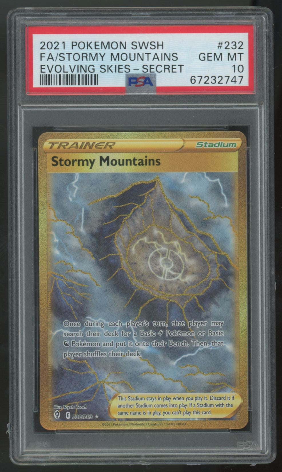 2021 Pokemon Stormy Mountains Evolving Skies Secret Rare #232 PSA 10
