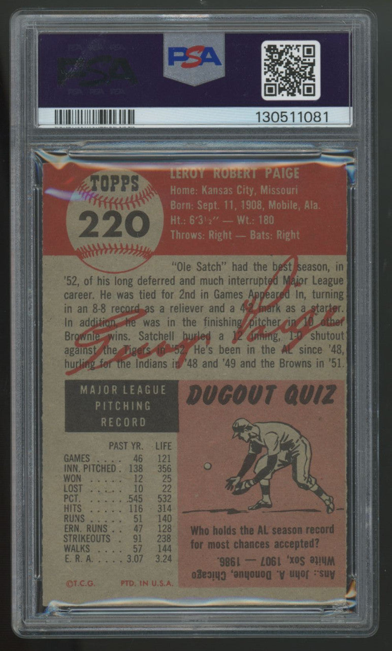 1953 Topps Satchell Paige #220 PSA 4