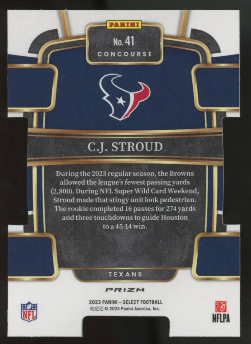 2023 Select CJ Stroud RC Red Yellow Die Cut #41