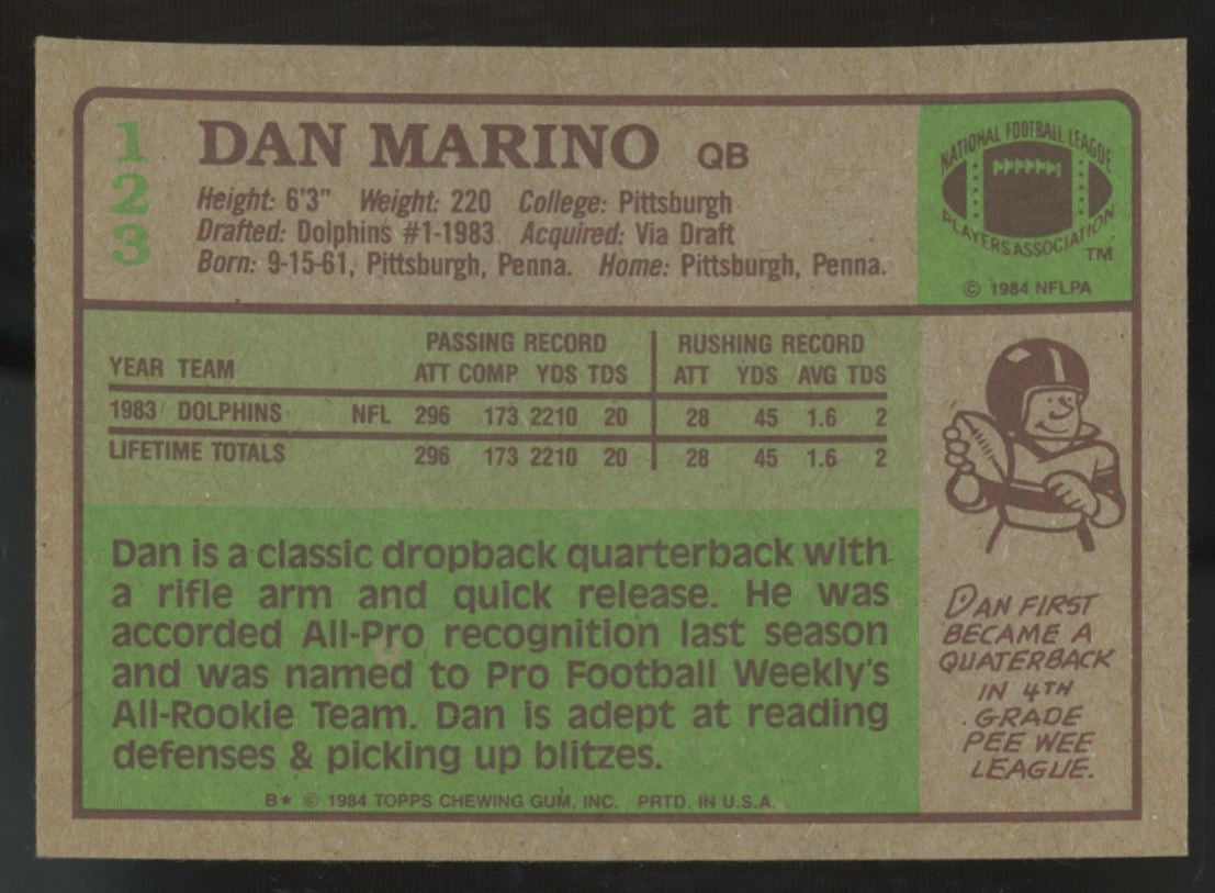 1984 Topps Dan Marino RC #123 EX "A"