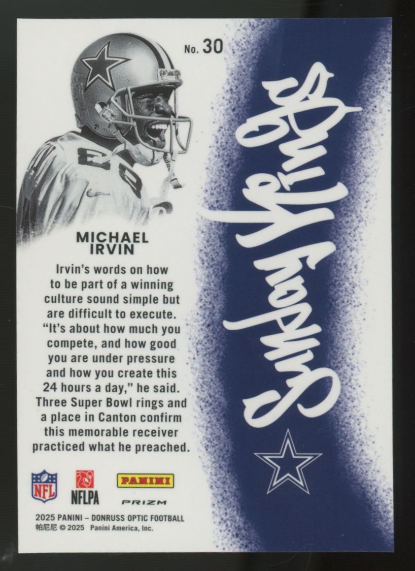2025 Panini Donruss Optic Michael Irvin Sunday Kings SSP #30 "A"