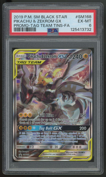 2019 Pokemon Pikachu & Zekrom GX Tag Team Promo #SM168 PSA 6