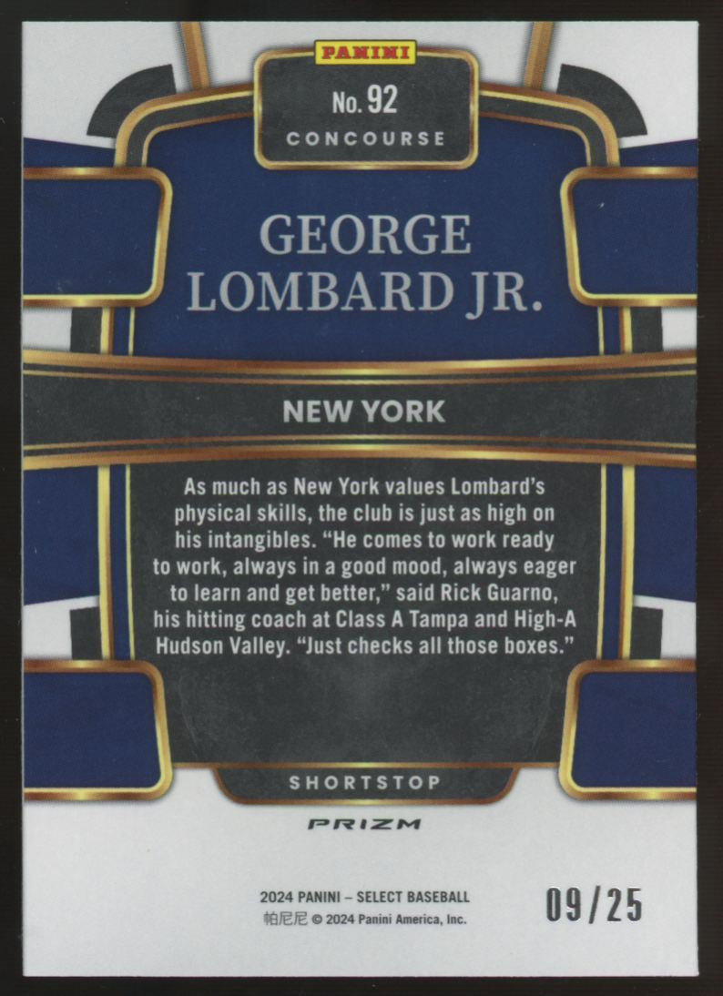 2024 Panini Select George Lombard Jr. Tie-Dye Prizm /25 #92