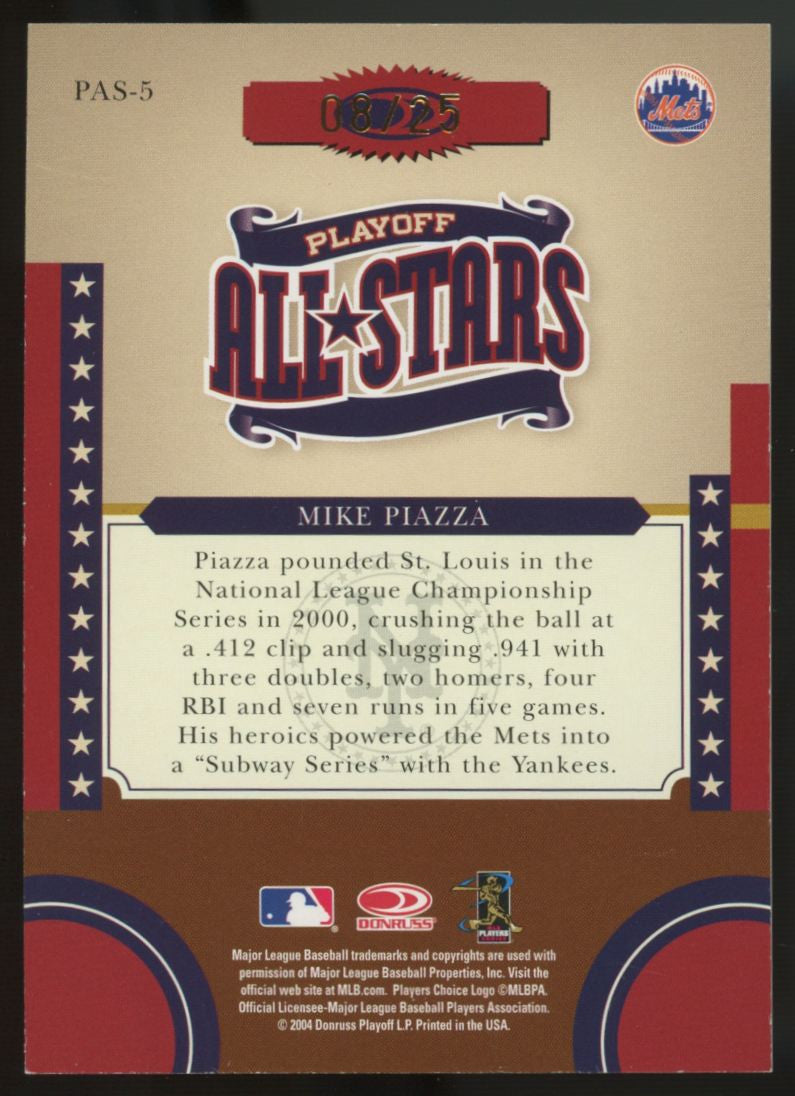 2004 Donruss Mike Piazza Playoff All-Stars '04 World Series /25 #PAS-5
