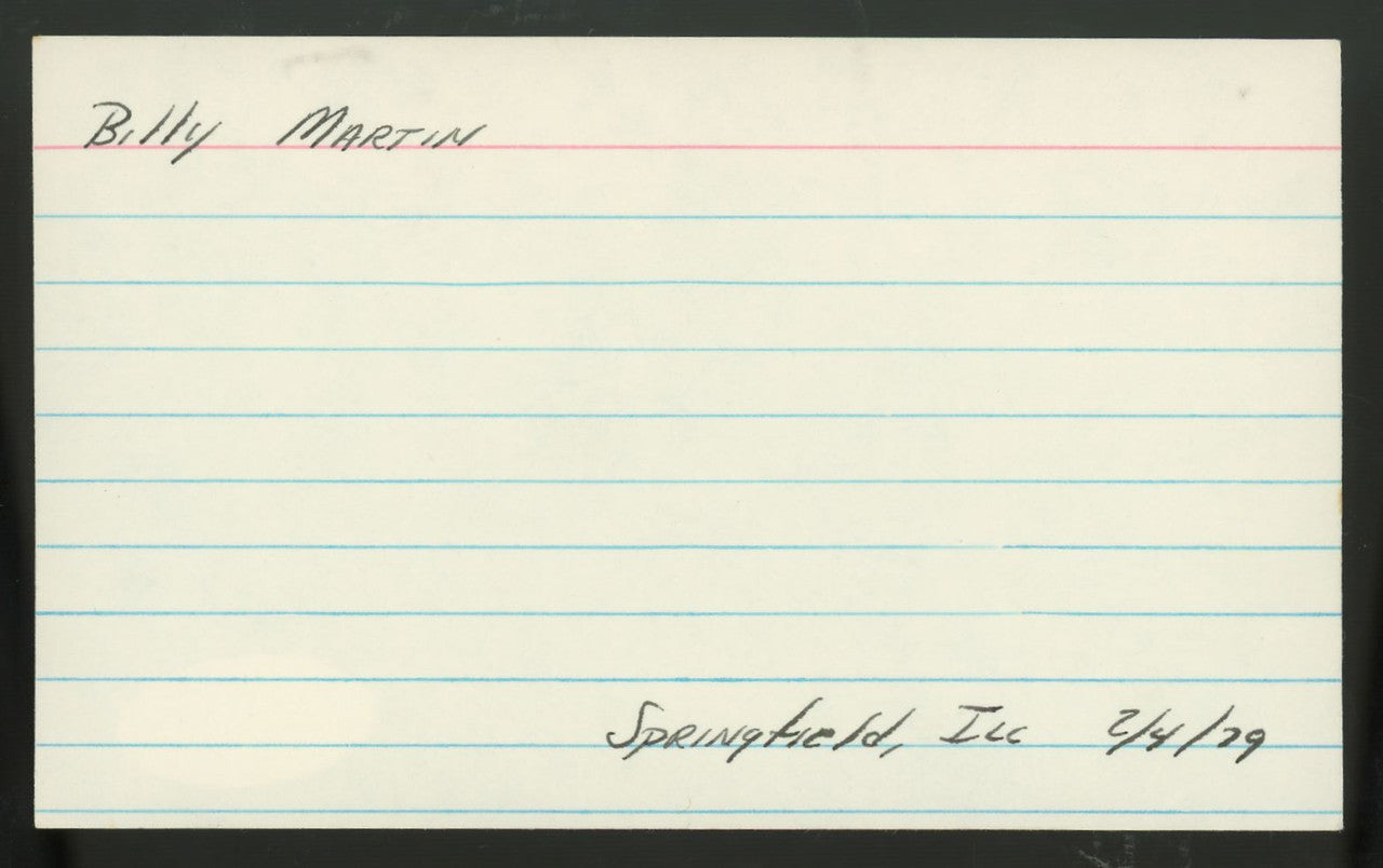 Billy Martin Signed Autographed Index Card JSA