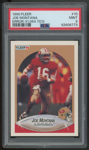 1990 Fleer Joe Montana TD's Error #10 PSA 9 *773