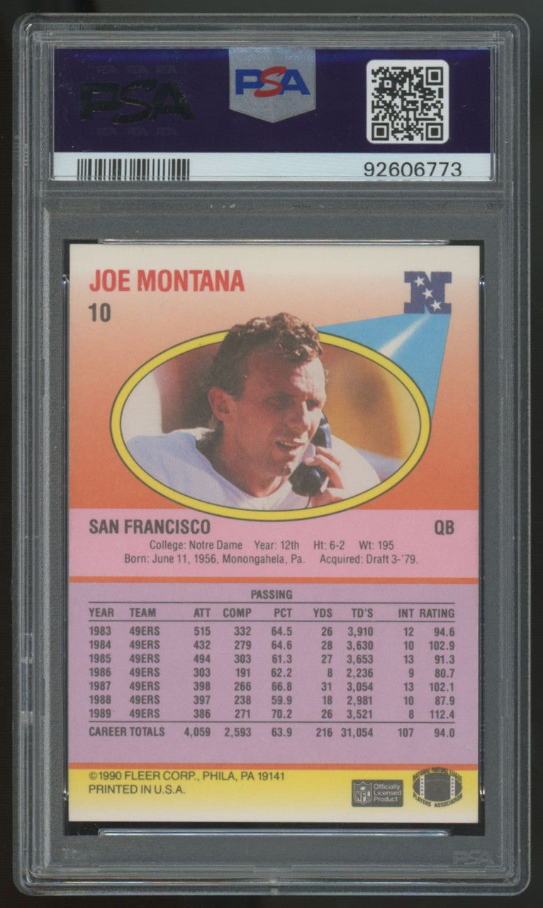 1990 Fleer Joe Montana TD's Error #10 PSA 9 *773