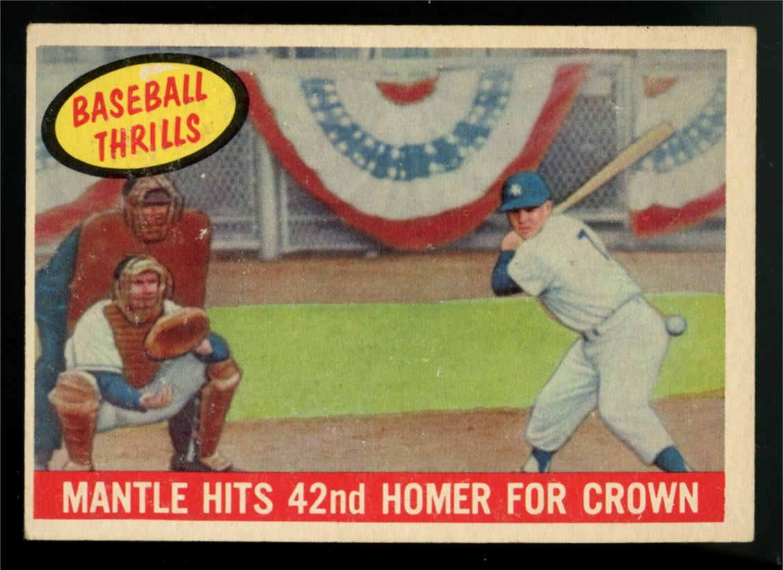 1959 Topps Mickey Mantle Baseball Thrills 42nd Homer For Crown #461 VG/EX