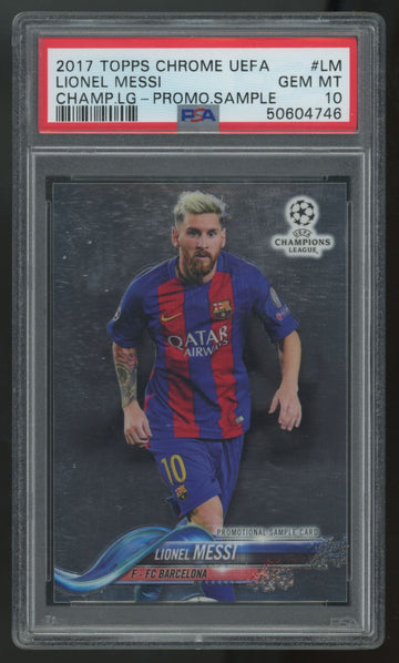 2017-18 Topps Chrome UEFA Lionel Messi Champions League Promo #LG-LM PSA 10