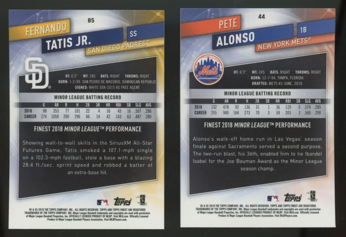 2019 Topps Finest Baseball Complete Set (100/100) NM-MT