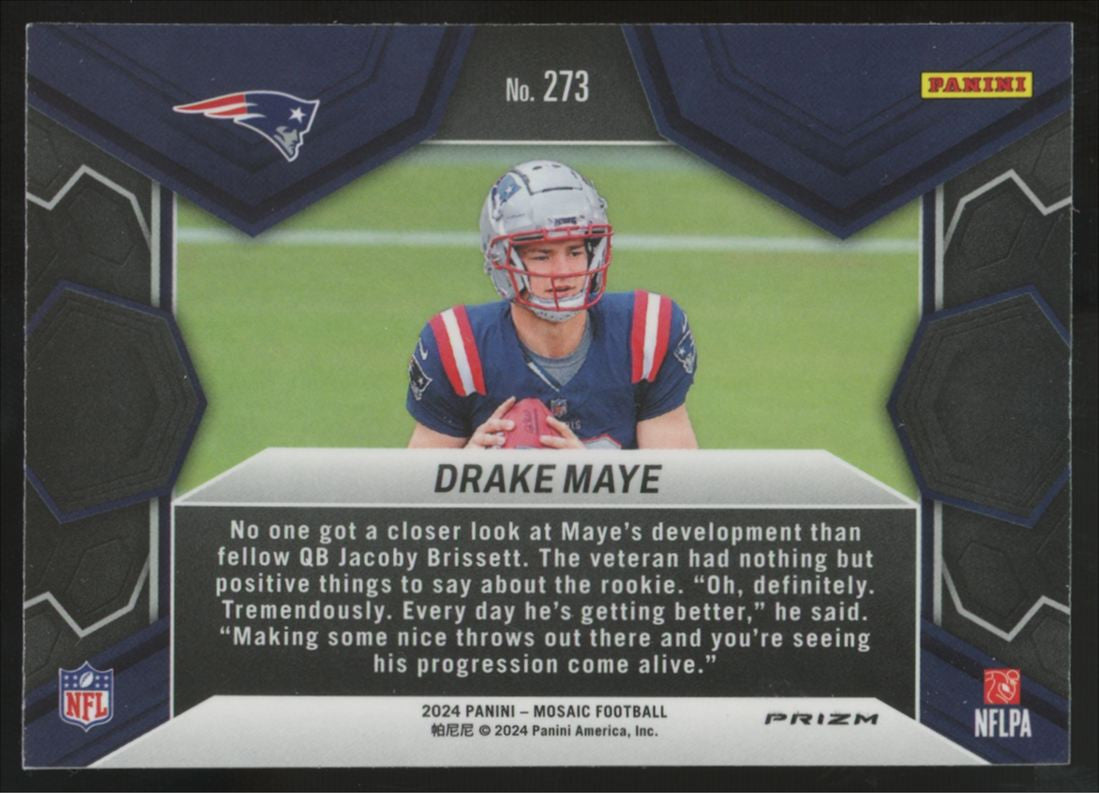 2024 Panini Mosaic Drake Maye RC Red NFL Debut #273